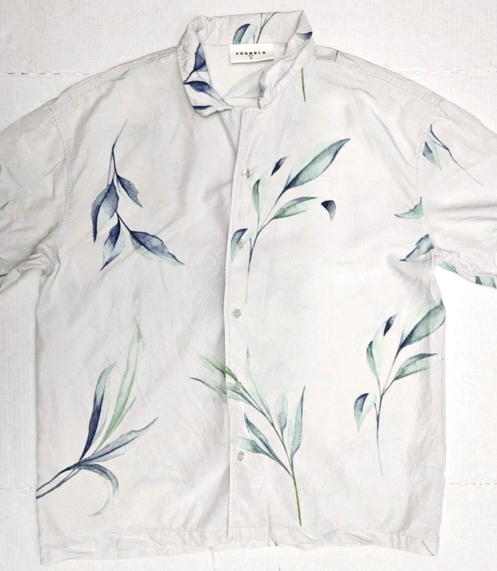 YoungLA La Floral Shirt Men's Small Hawaiian Short Sleeve Button Up 4038